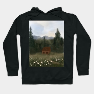 Abstract Landscape, Cute Cottage Illustration Hoodie